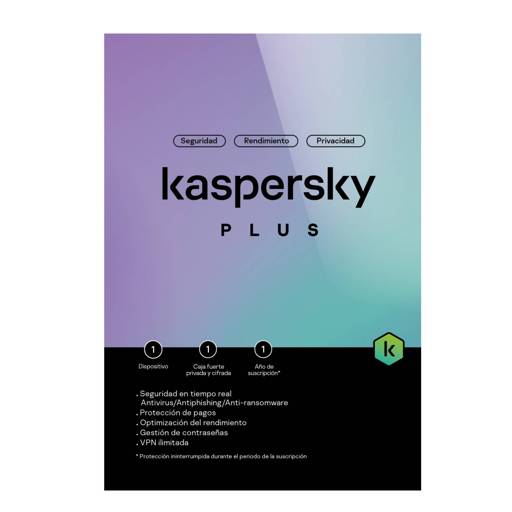 Antivirus Kaspersky Plus 1 Dispositivo, 1 cuenta, 1 año Latam