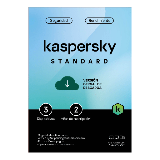 Kaspersky Standard 3 Dispositivos, 2 Años, Digital, LATAM